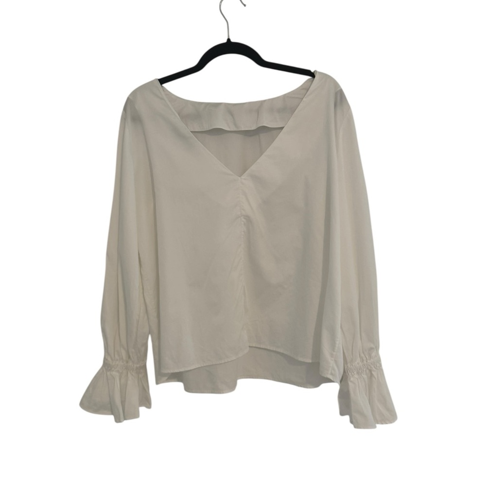 Something Navy Crystal White Blouse Size L